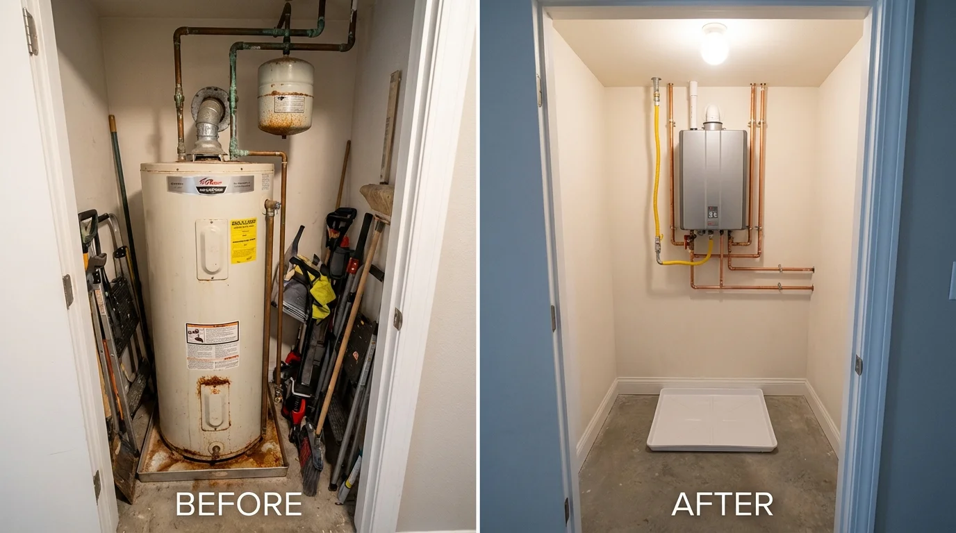 Tank water heater versus wall-mounted tankless unit comparison for Jamestown, KY homeowners